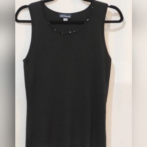 Ann Taylor Black Knit Subtle Bead Embelished Sleeveless Tank Top - Size XS